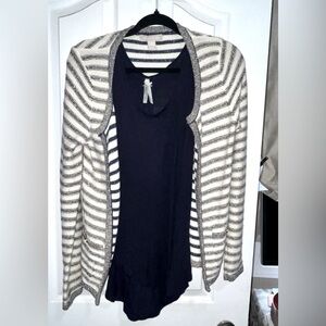 Banana Republic Striped Cardigan - Navy/Glitter Gold & Cream